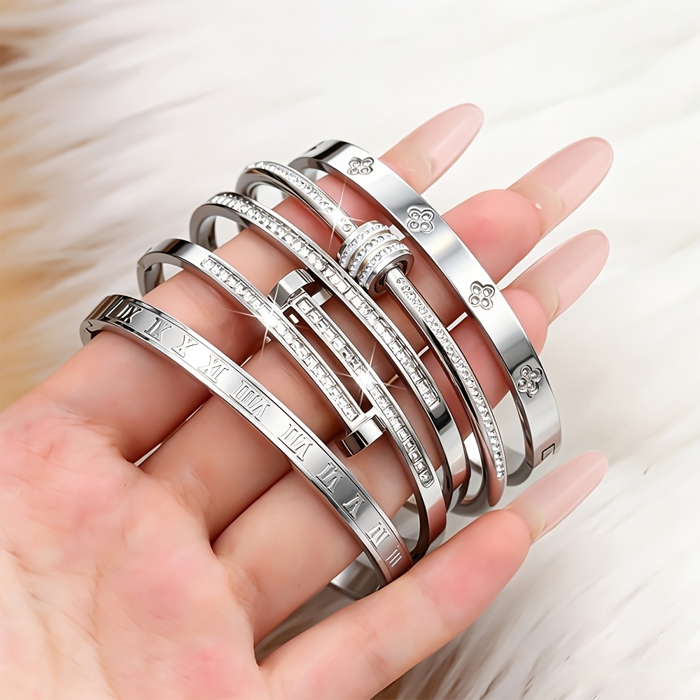 Women's 2pcs Set Elegant Stainless Steel Stackable Rings